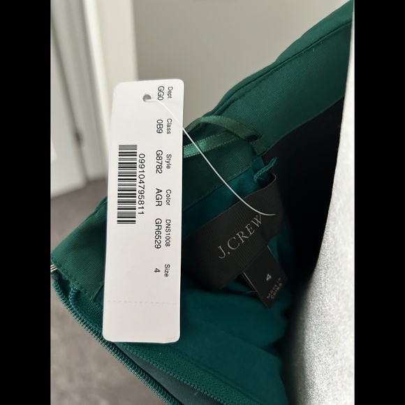 J.Crew NWT Tie-Waist Strapless Dress in Faille Green Size 4 - Picture 3 of 6